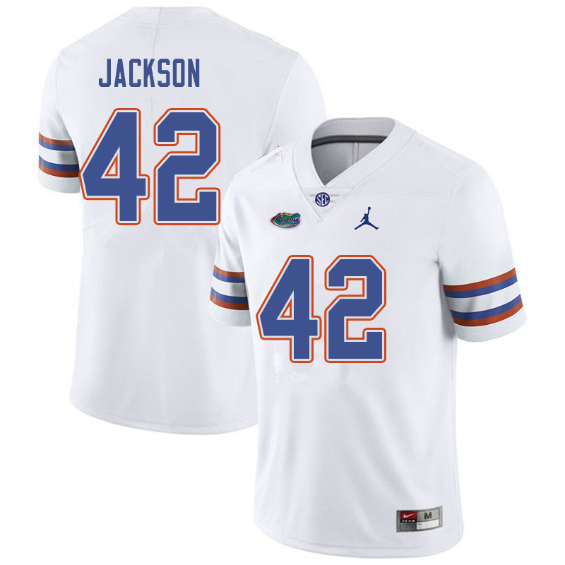 Jordan Brand Men #42 Jaylin Jackson Florida Gators College Football Jerseys Sale-White - Click Image to Close